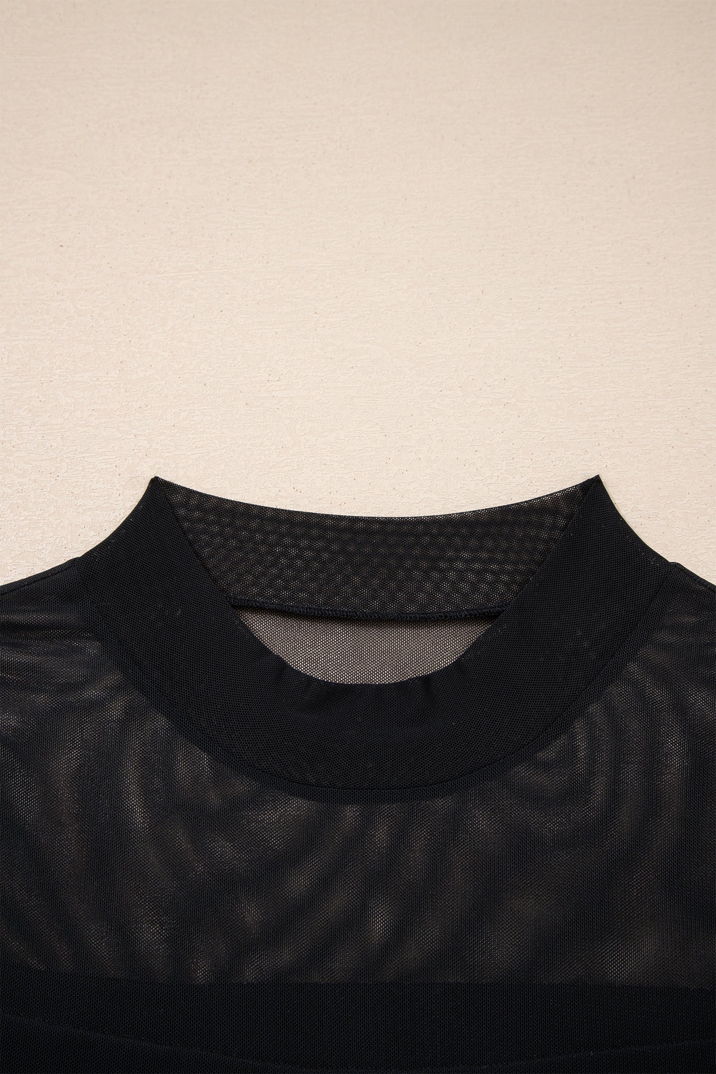 Jenna Sheer Mesh Contrast Cap Sleeve Top