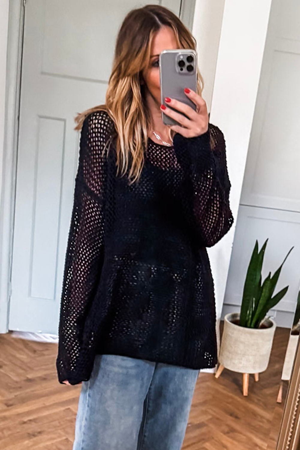 Lynne Crochet Drop Shoulder Sweater