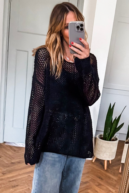 Lynne Crochet Drop Shoulder Sweater