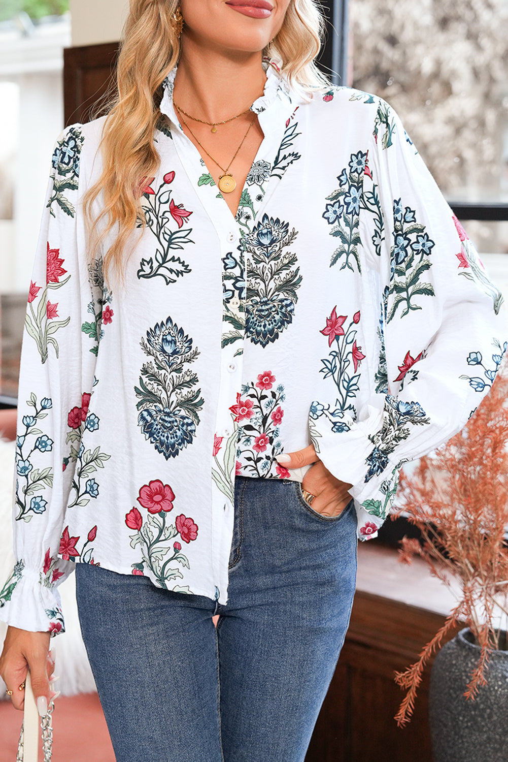 Beth Unique Floral Print Blouse