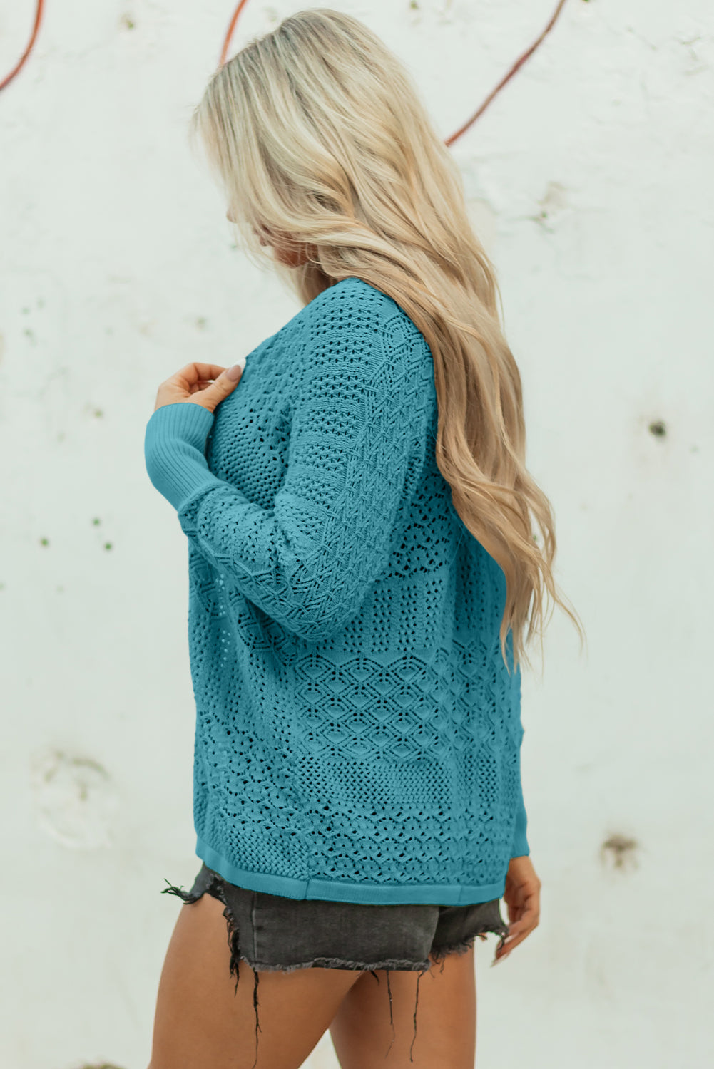 Charming Crochet Open Front Cardigan