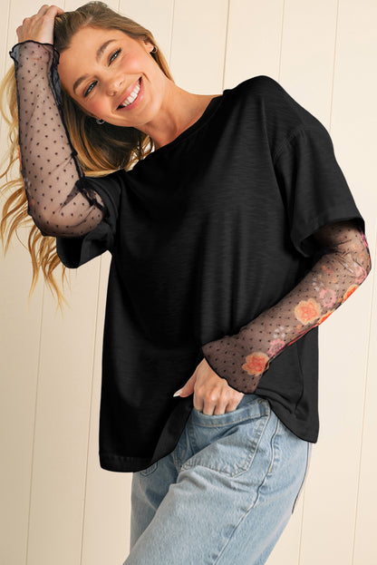 Veronica Mesh Sleeve Faux 2-piece Top