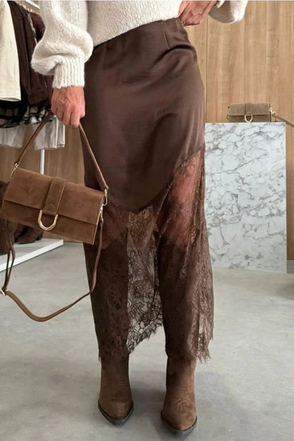 Alyssa Dark Brown Lace Skirt
