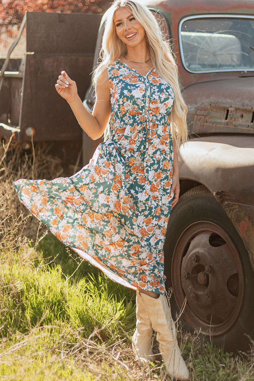 Josefina Floral Sleeveless Maxi Dress