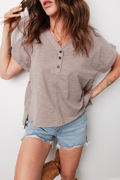 Hudson Stripe Buttoned Breezy Top