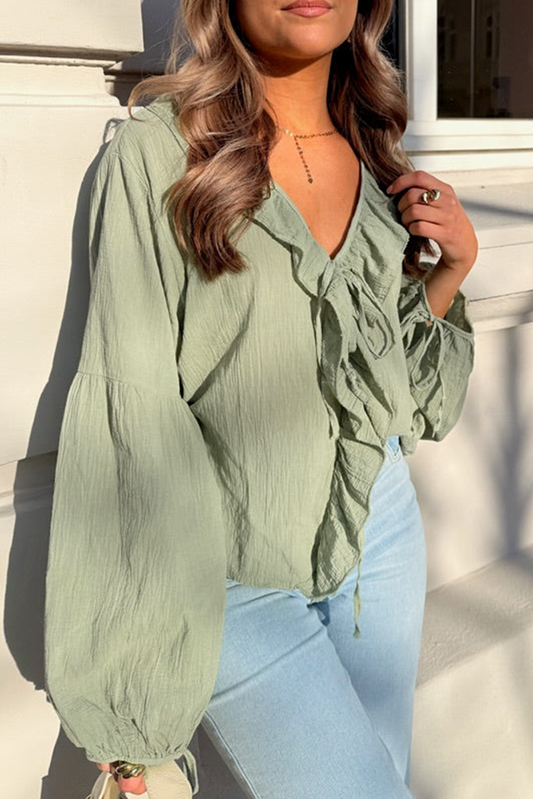 Misty Ruffle Balloon Sleeve Blouse