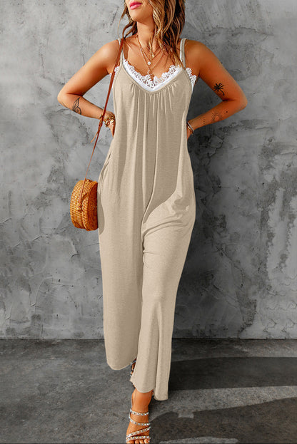 Jamie Natural Wide Leg Pocketed Jumpsuit