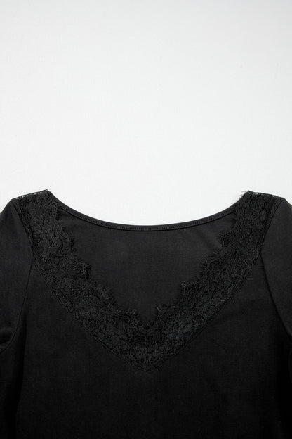 Luna Lace Trim Long Sleeve Slim Top