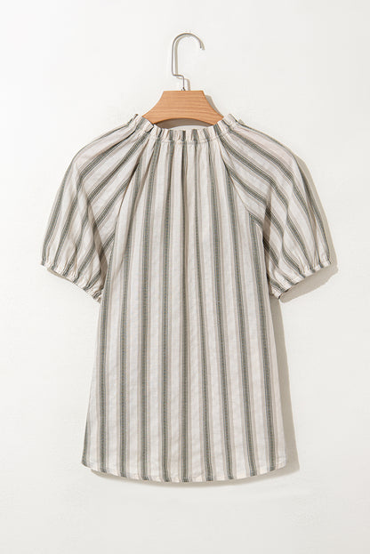 Jennifer Puff Sleeve Striped Blouse