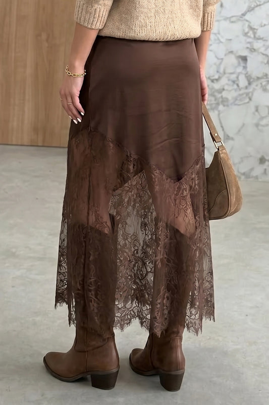Alyssa Dark Brown Lace Skirt