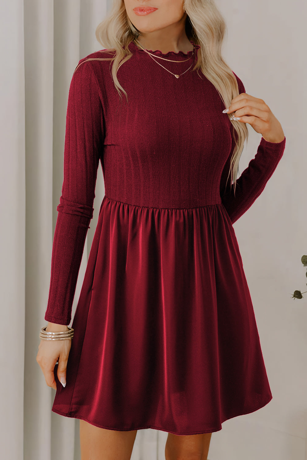 Gabriella Contrast Long Sleeve Dress