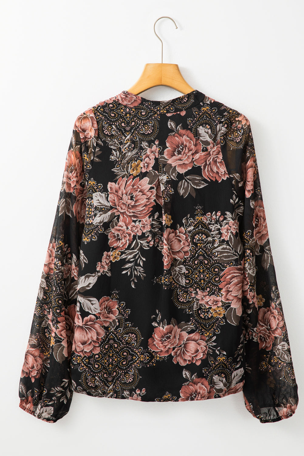 Glitter Accent Floral Surplice Blouse