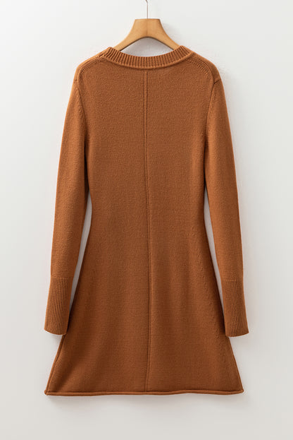 Cinnamon Ribbed Sweater Dress