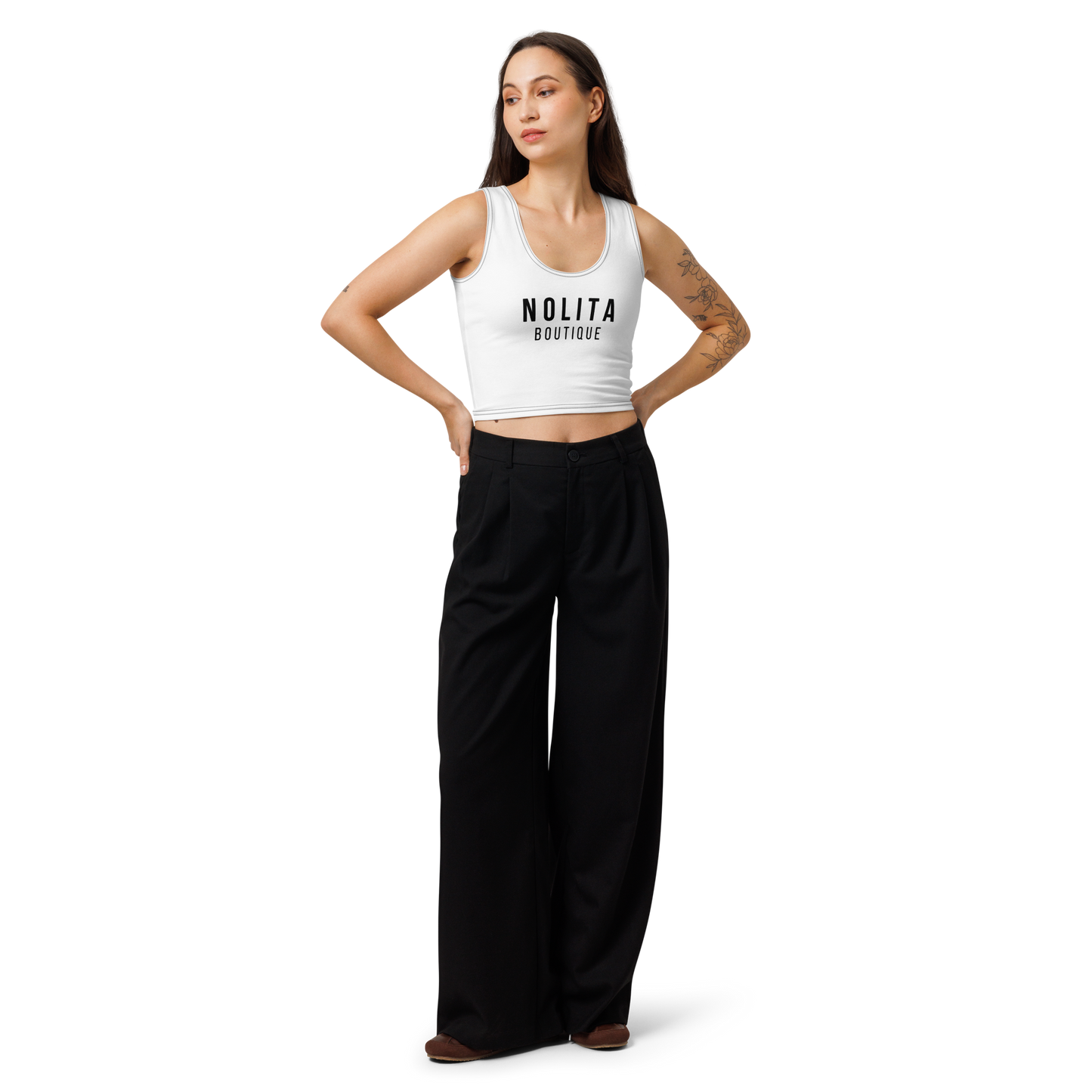NOLITA Printed White Cotton Cropped Tank