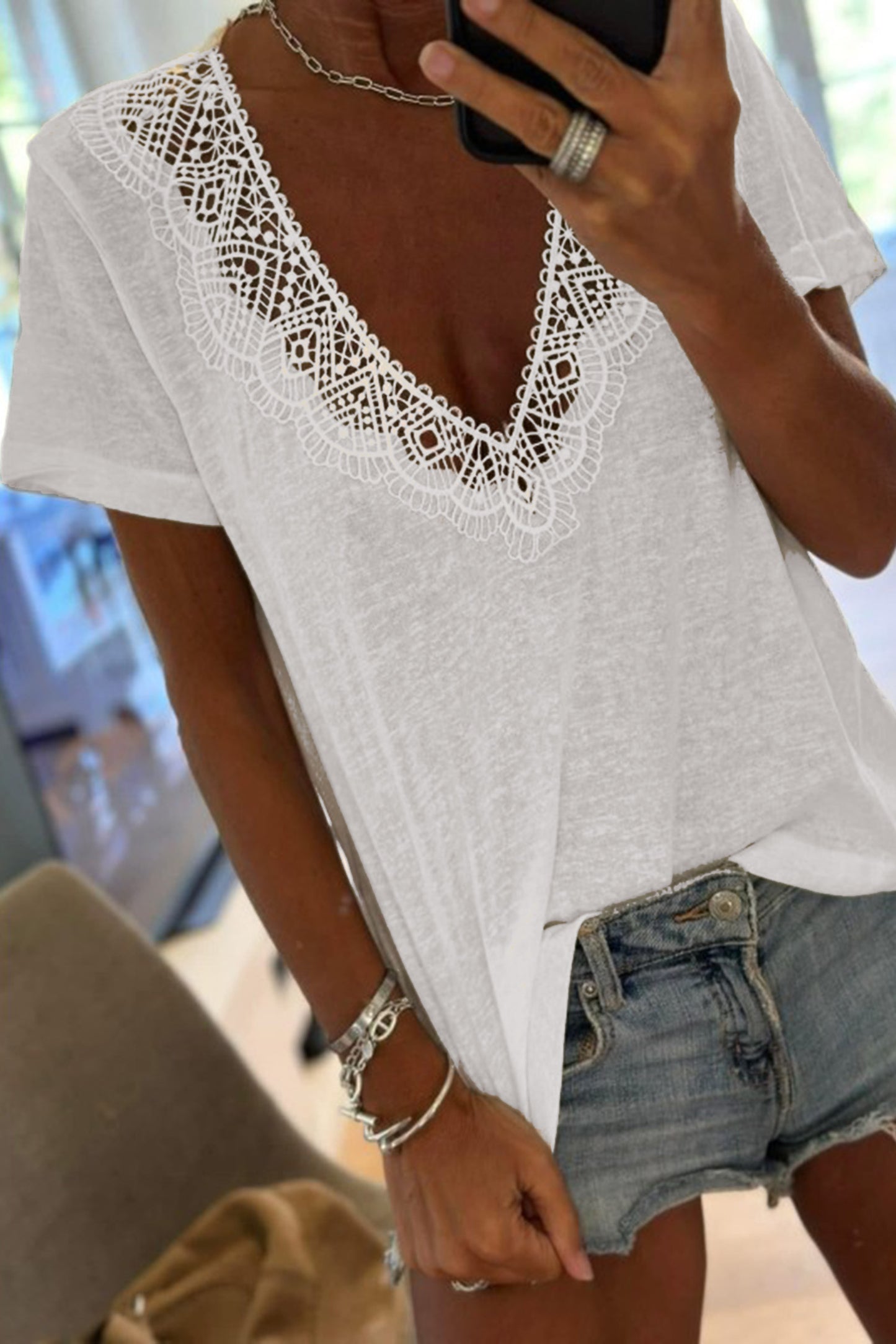Melanie White Lace Tee