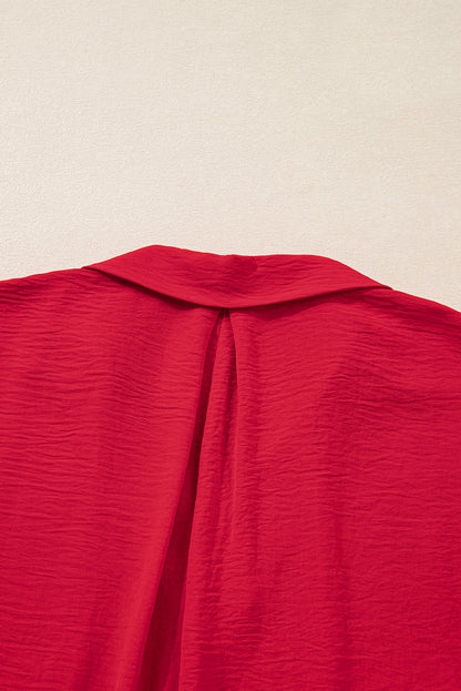 Curvy Erica Red Collared Tunic Blouse