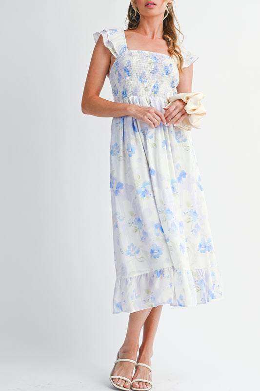Argentina High Waisted Smocked Midi Dress
