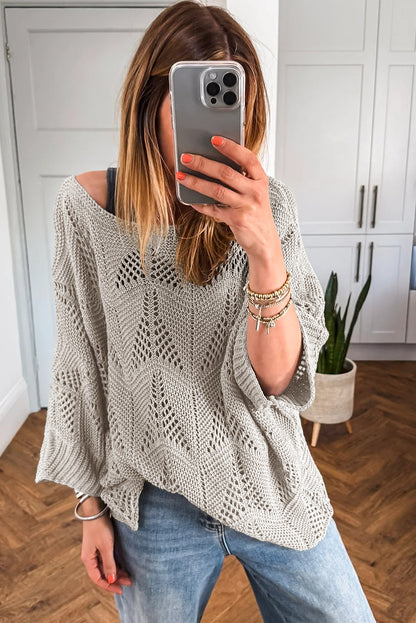 Angelina Crochet Half Sleeve Slouchy Sweater