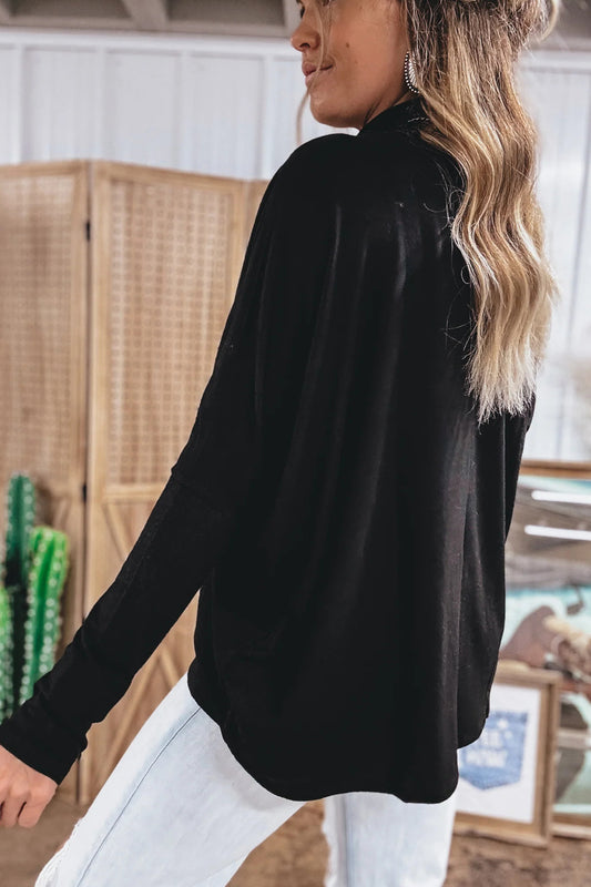 Onyx Mock Neck Slouchy Top