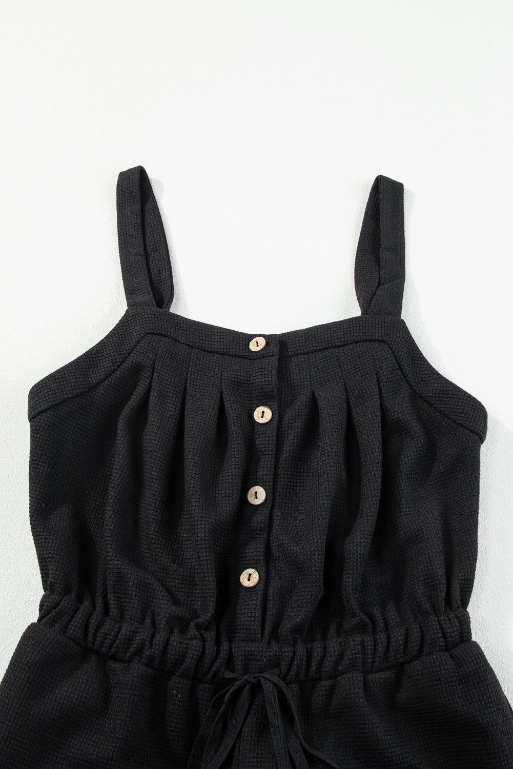 Crystal Textured Drawstring Sleeveless Jumpsuit