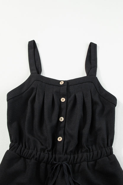 Crystal Textured Drawstring Sleeveless Jumpsuit