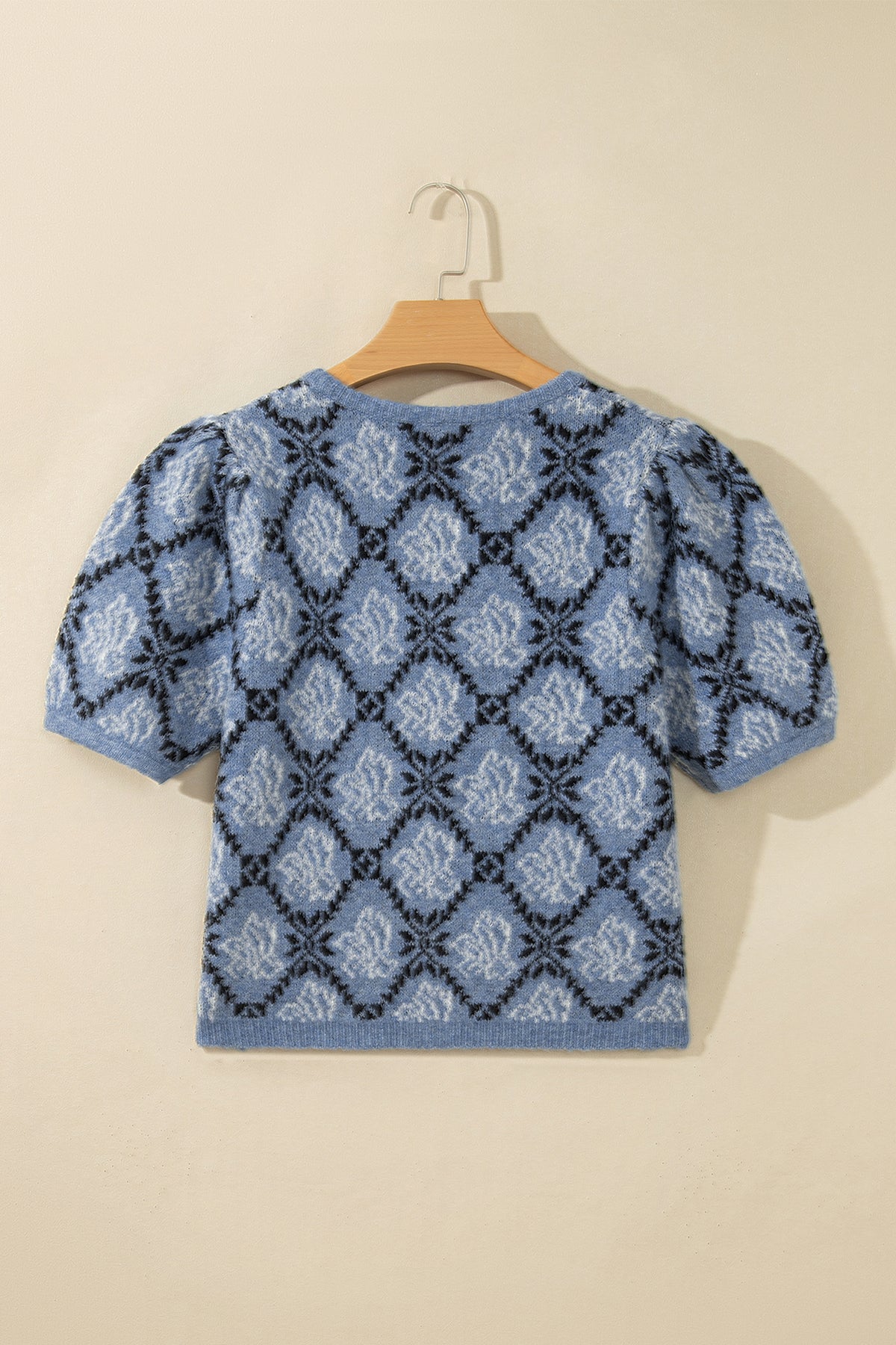 Modern Damask Print Button Down Cardigan