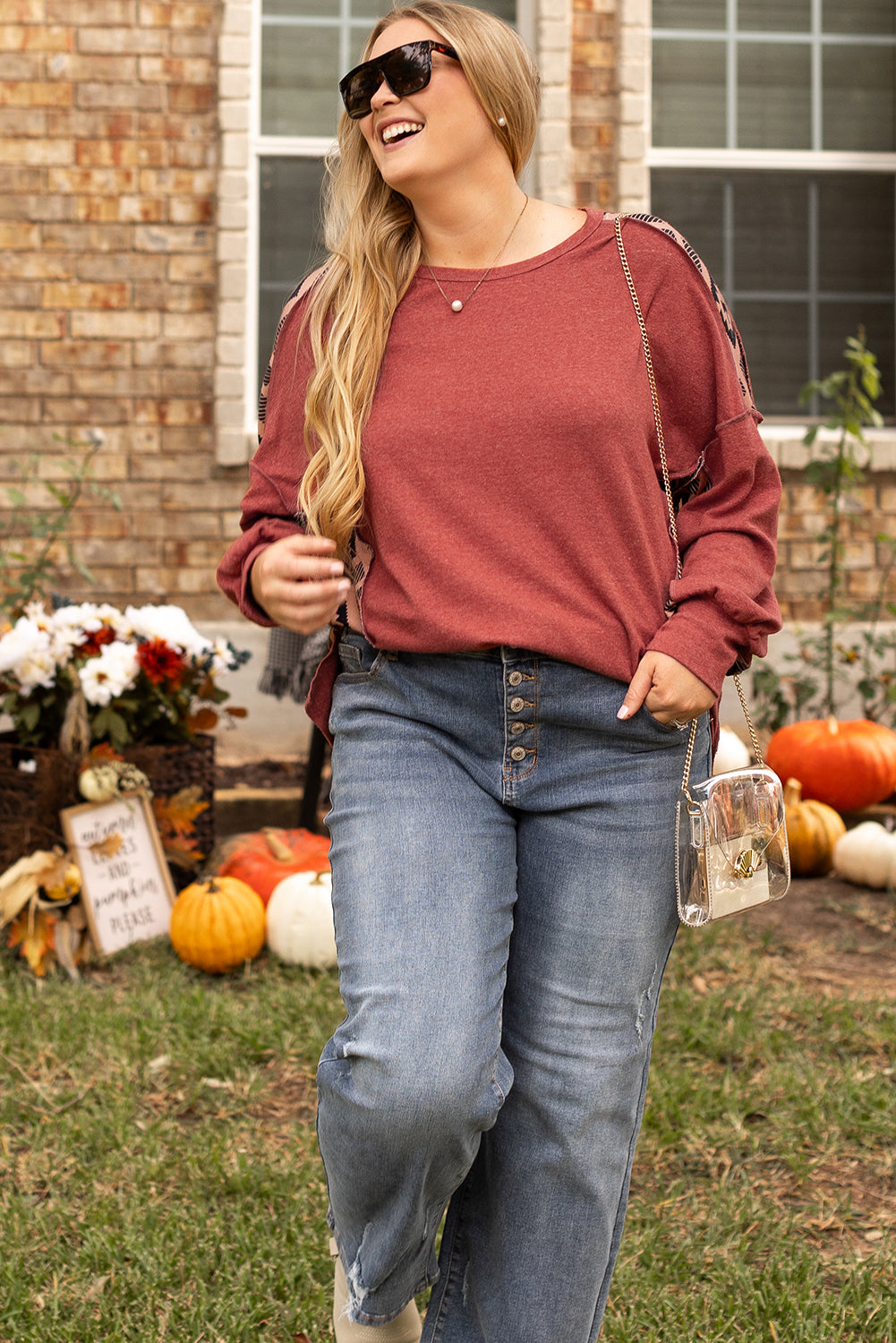 Curvy Aztec Patchwork Sweater