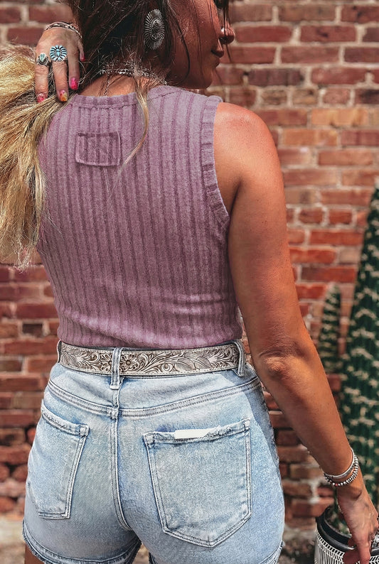 Sandy Mineral Wash Ribbed Tank Top