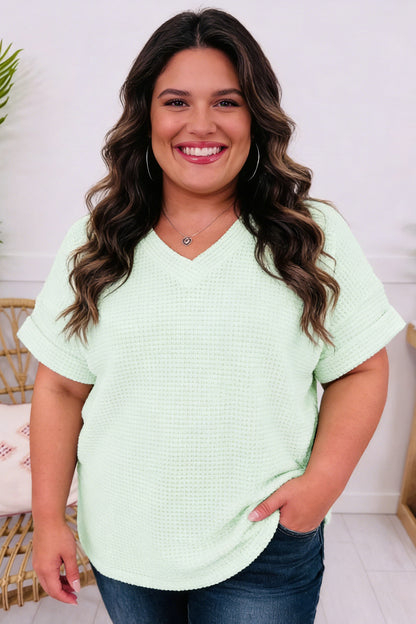 Curvy Lavender Waffle Knit Top