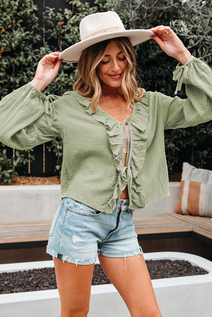 Misty Ruffle Balloon Sleeve Blouse