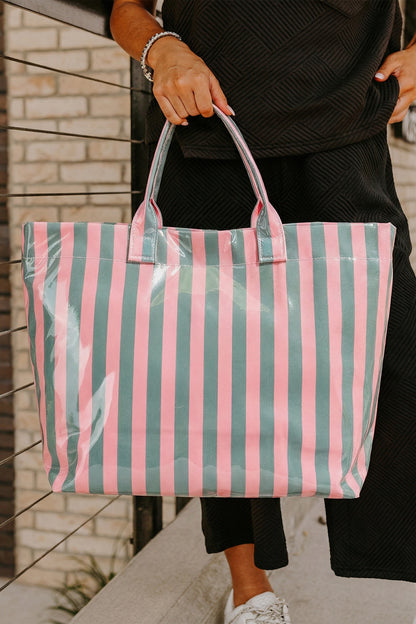 Glossy Summer Beach Vinyl Large Tote Bag