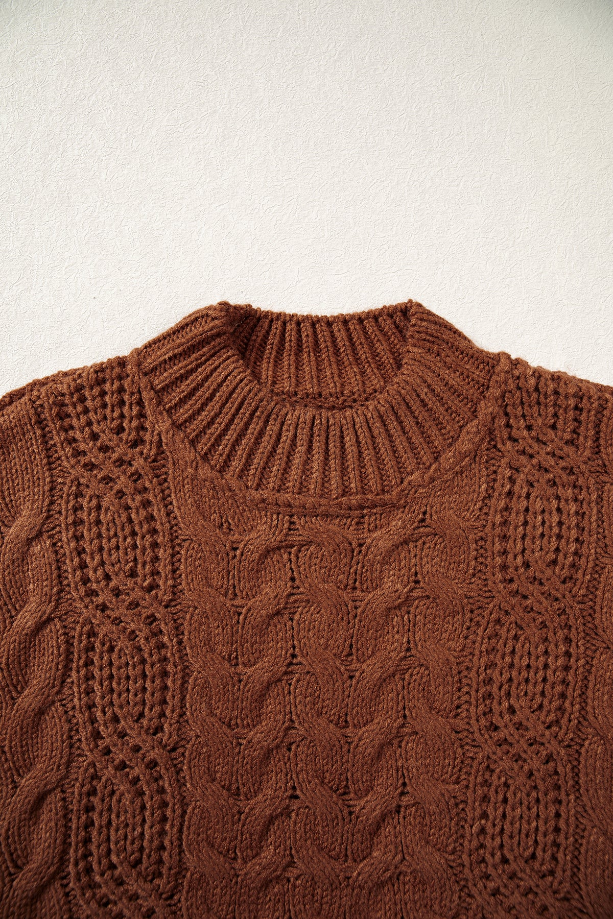 Coffee Chunky Cable Knit Sweater