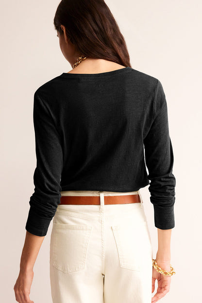 Plain Jane V Neck Long Sleeve Top