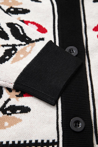 Vera Floral Print Contrast Trim Cardigan