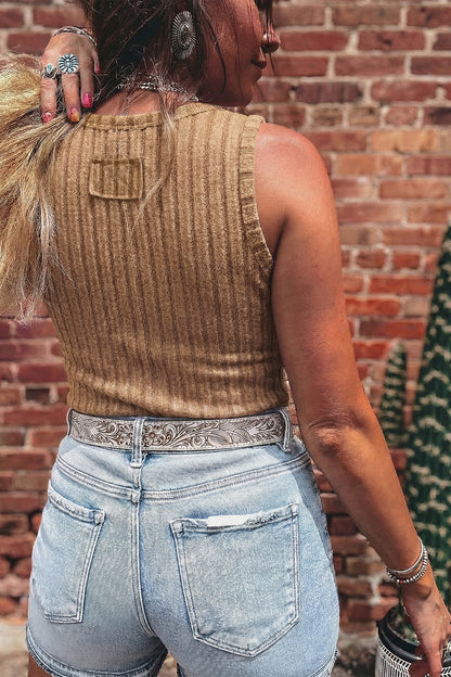 Sandy Mineral Wash Ribbed Tank Top