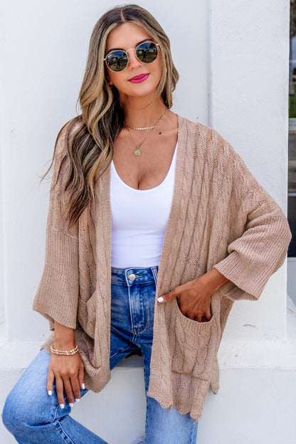 Carly Crochet Knit Open Front Cardigan