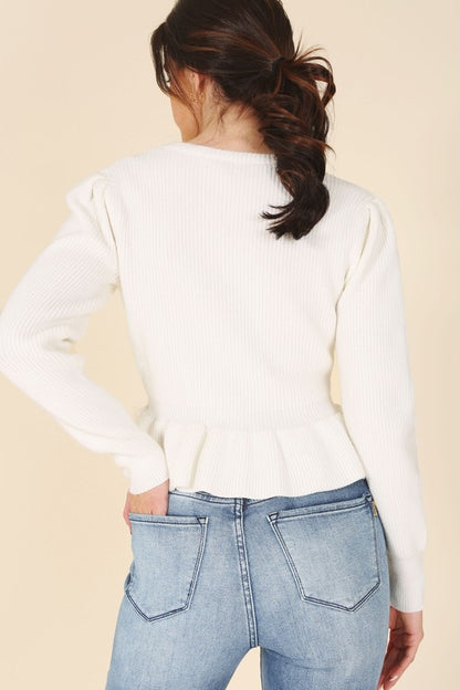 Date Night Peplum Sweater Top