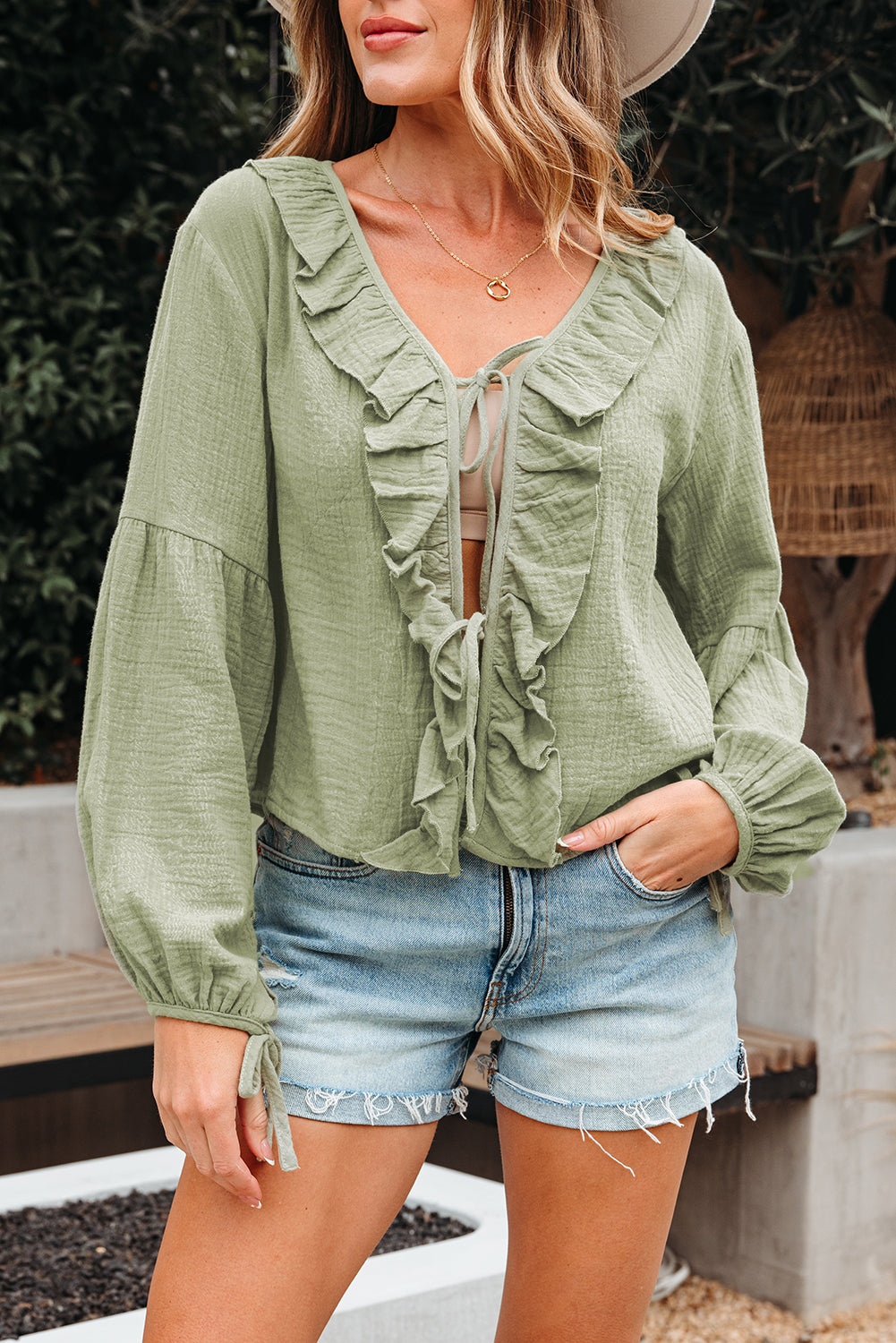 Misty Ruffle Balloon Sleeve Blouse