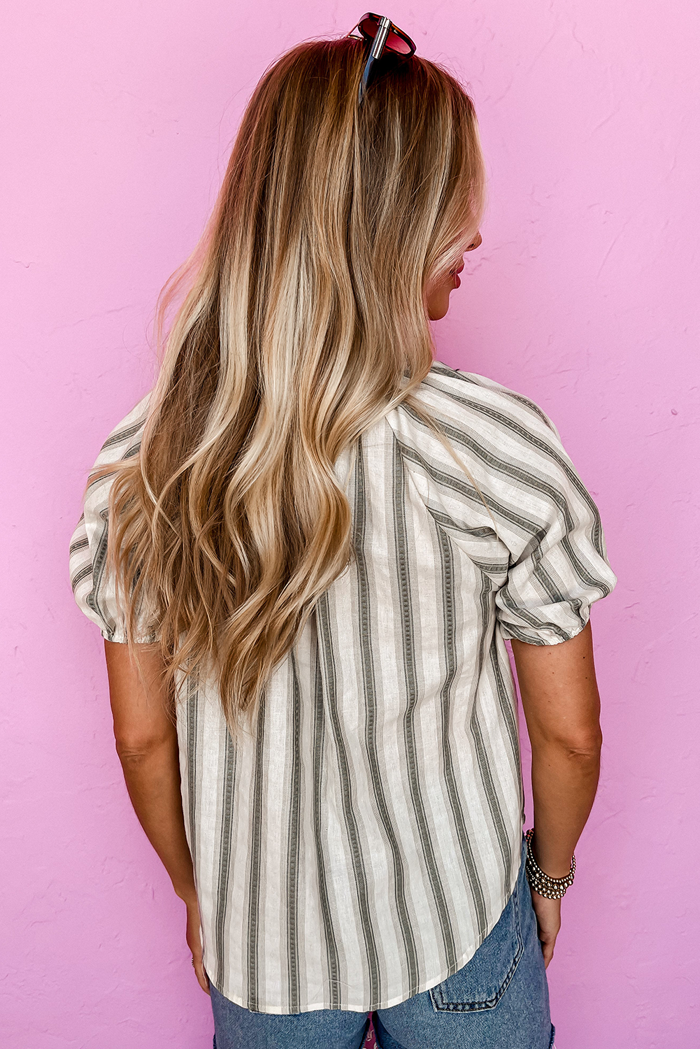 Jennifer Puff Sleeve Striped Blouse