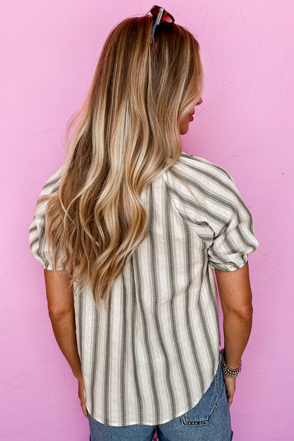 Jennifer Puff Sleeve Striped Blouse