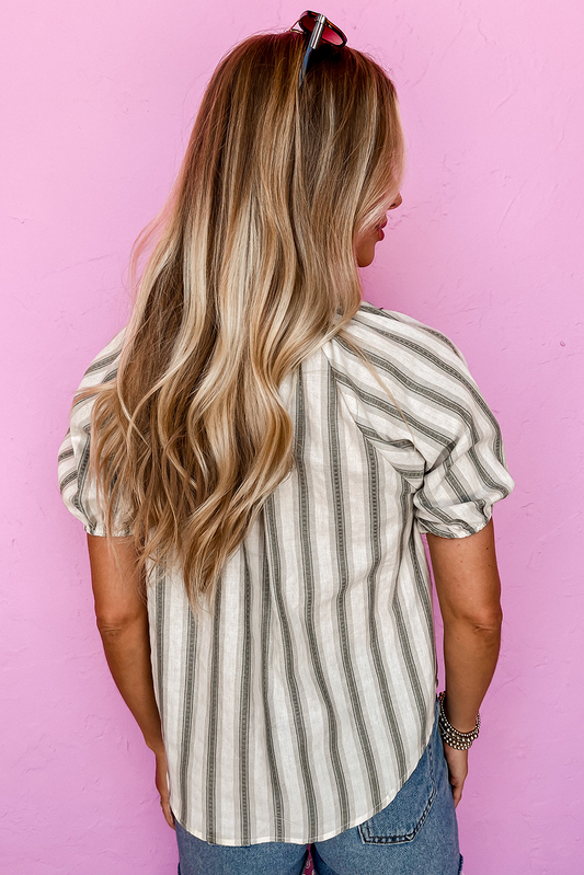 Jennifer Puff Sleeve Striped Blouse