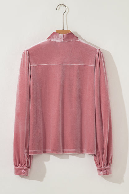 Sophie Velvet Ribbon Collar Blouse