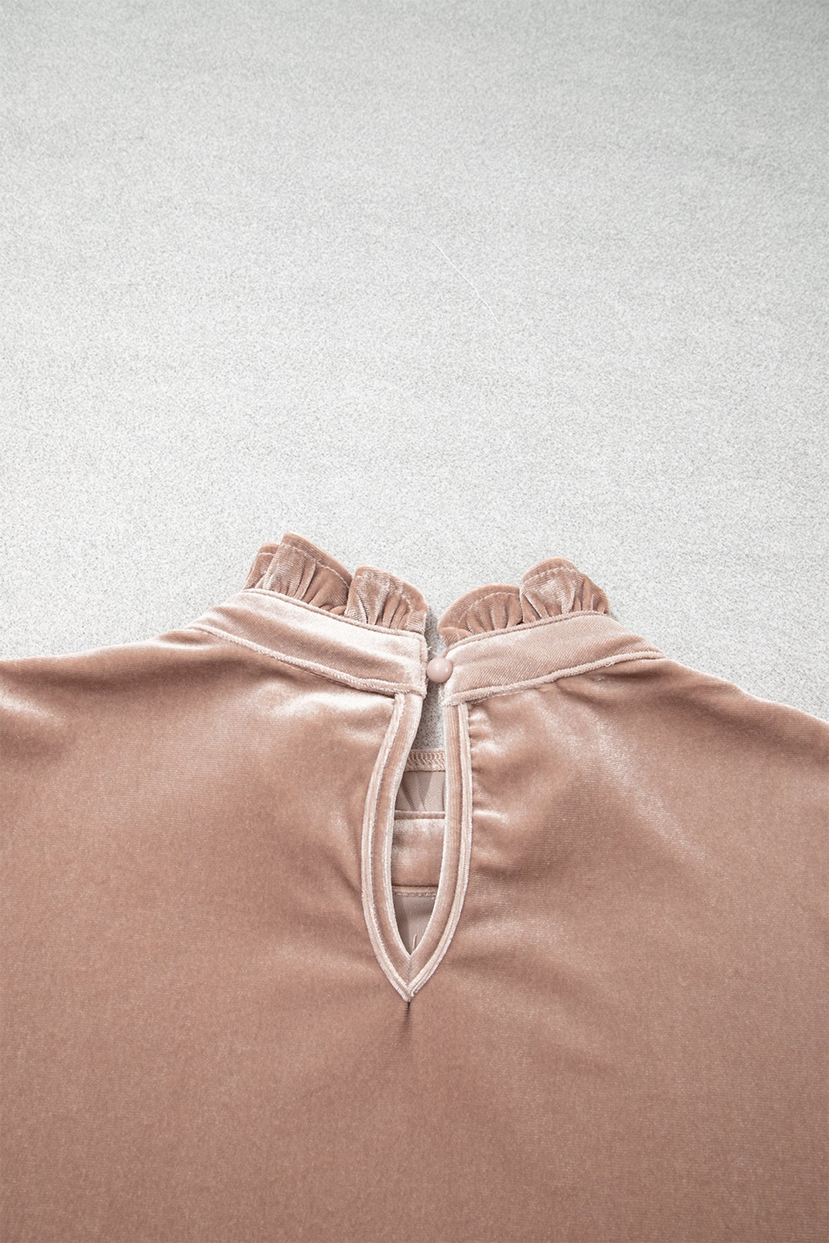 Miranda Frill Trim High Neck Velvet Top
