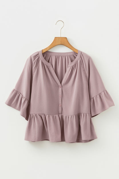 Rosie V Neck Ruffled Loose Blouse