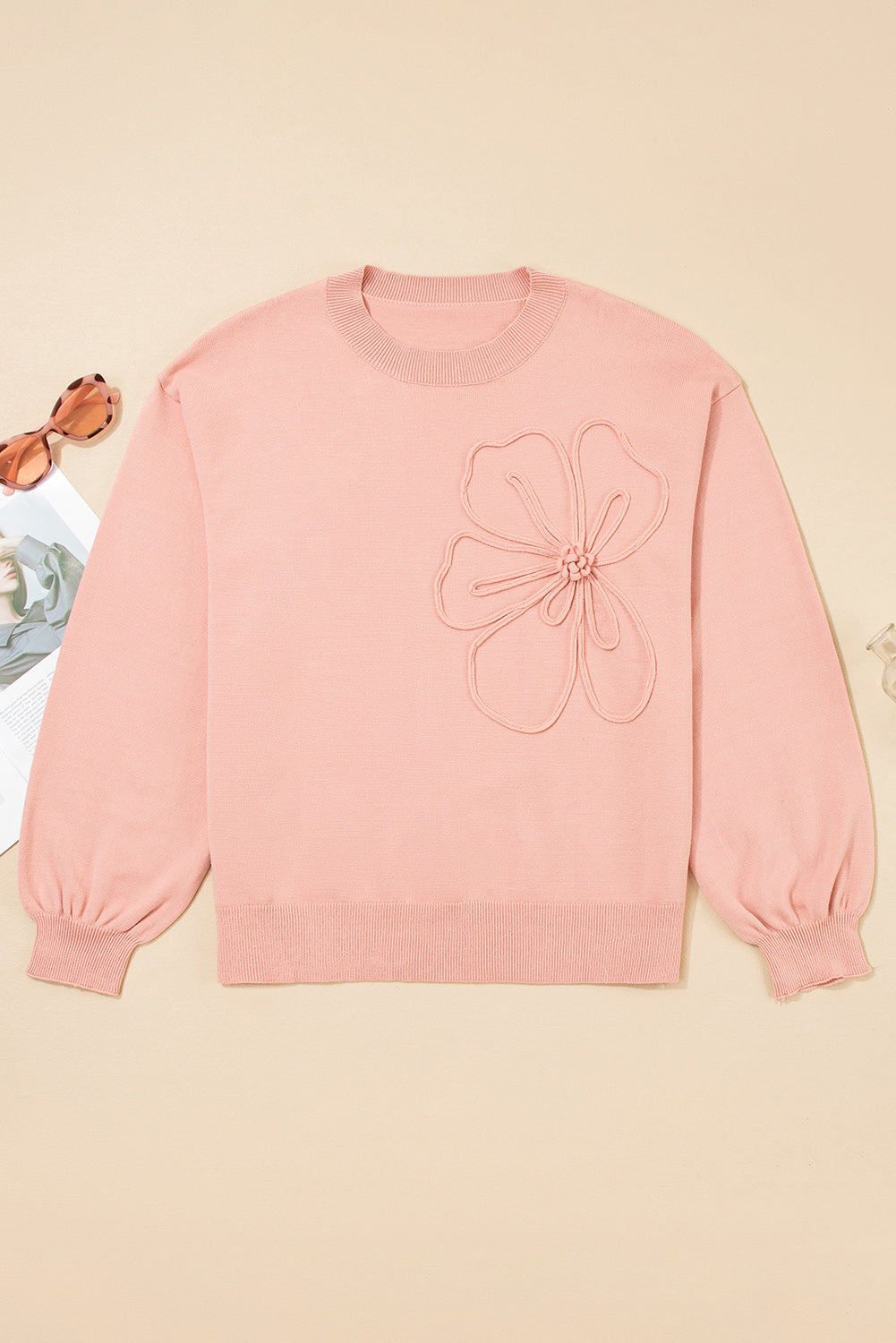 Debbie Flower Detail Drop Shoulder Sweater