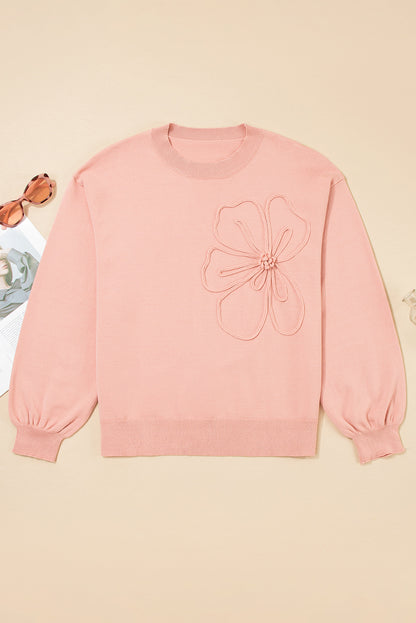 Debbie Flower Detail Drop Shoulder Sweater
