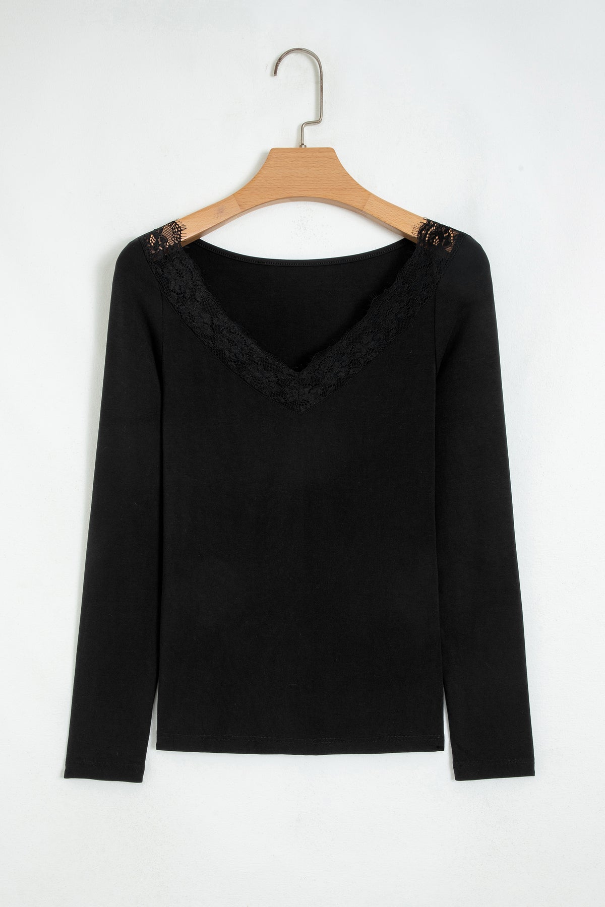 Luna Lace Trim Long Sleeve Slim Top