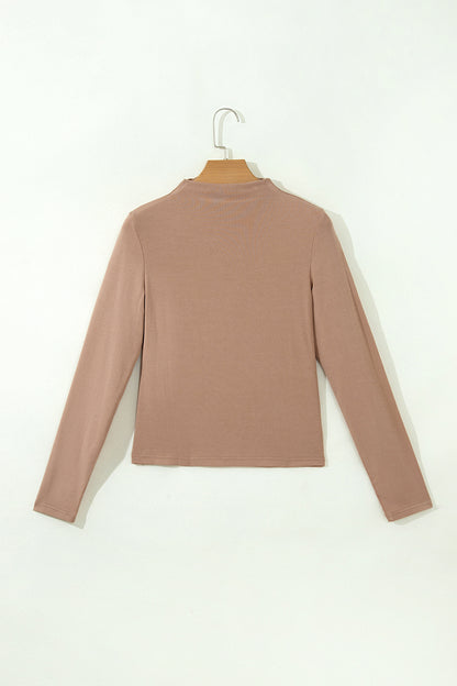 Elena Mock Neck Long Sleeve Fitted Top