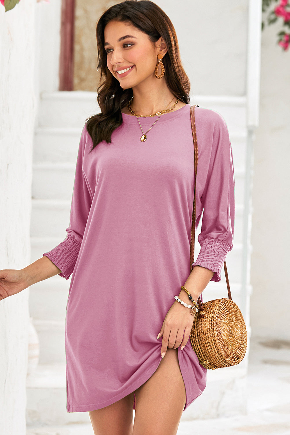 Jasmine Casual 3/4 Sleeve Mini Dress