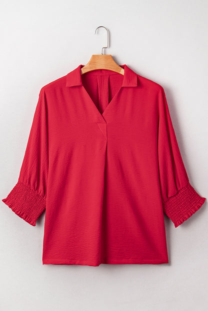Curvy Erica Red Collared Tunic Blouse
